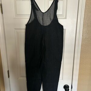 Black Sleeveless Denim Jumpsuit